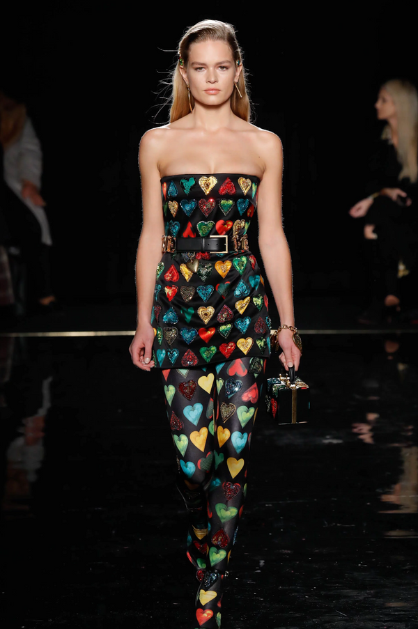 Versace Fall 2019 Black Silk Mini Bandeau Dress with Crystal Heart Embellishments Size IT 38 (UK 6)