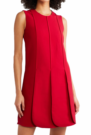 Valentino Red Wool Pleated Crepe Mini Dress Size IT 42 (UK 10) RRP £2,570