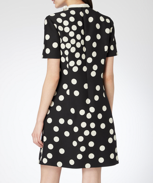 Valentino Black and White Silk Polka Dot Short-Sleeve Mini Dress with Collar Detail Size IT 40 (UK 8) RRP £2,500