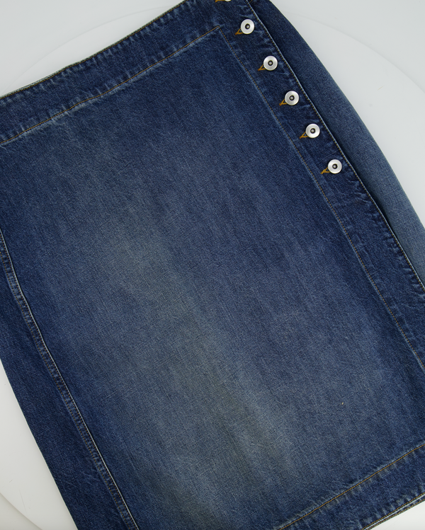 Bottega Veneta Denim Midi Skirt with Button Details Size IT 44 (UK 12) RRP £715