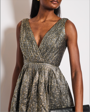 Saint Laurent Sleeveless Jacquard Mini Dress in Gold and Silver Metallic Detail Size FR 38 (UK 10)