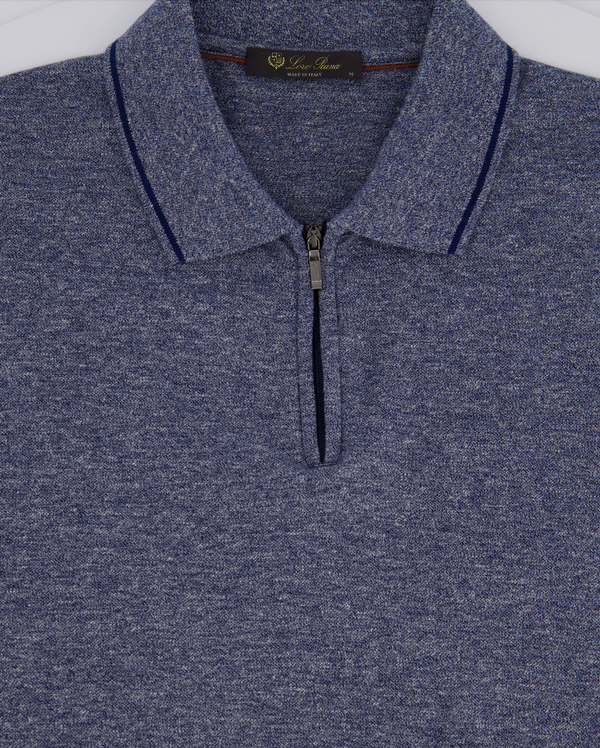 Loro Piana Indigo Zip Polo Shirt Size S (EU 48)