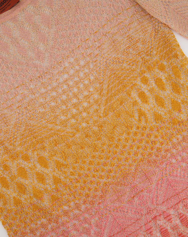 Missoni Light Pink, Orange, Yellow Metallic Long Sleeve Top Size UK 8/10