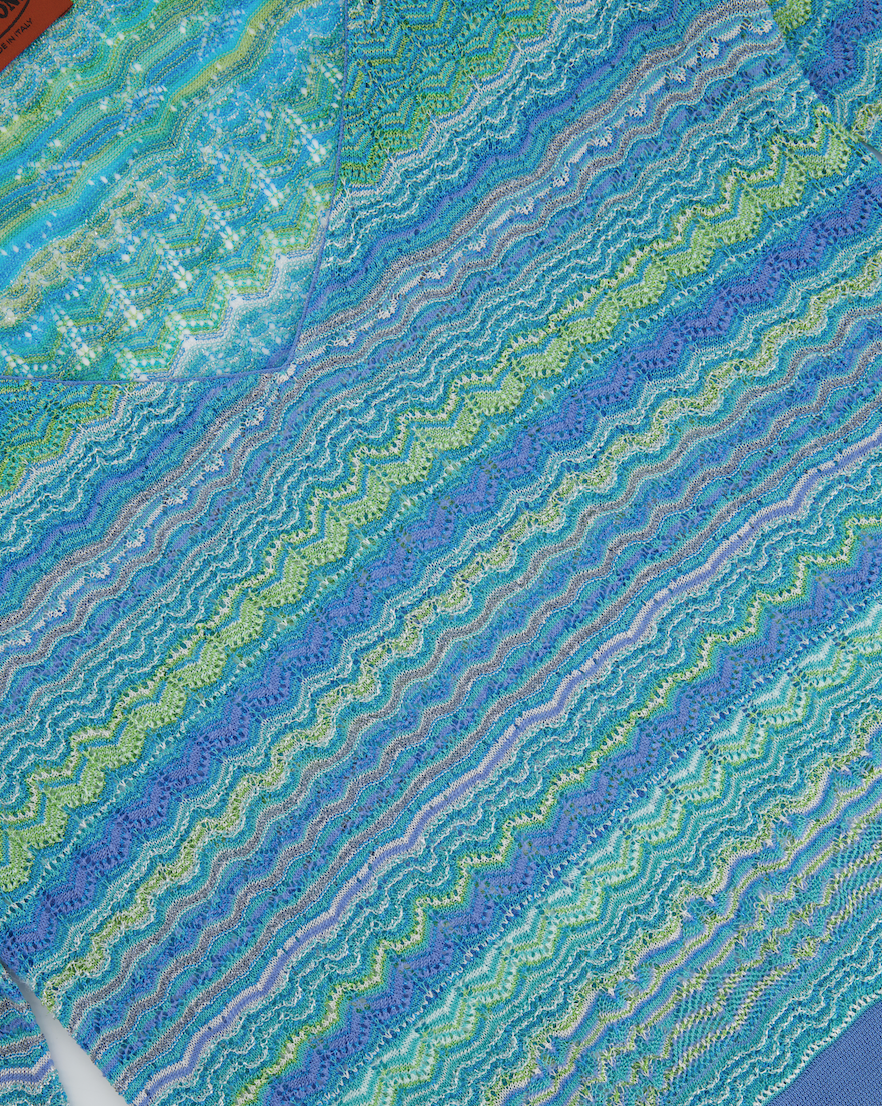 Missoni Blue and Green Metallic Long Sleeve Top Size UK 8/10