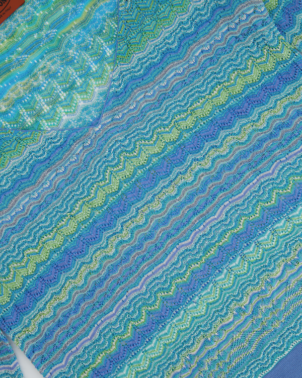 Missoni Blue and Green Metallic Long Sleeve Top Size UK 8/10