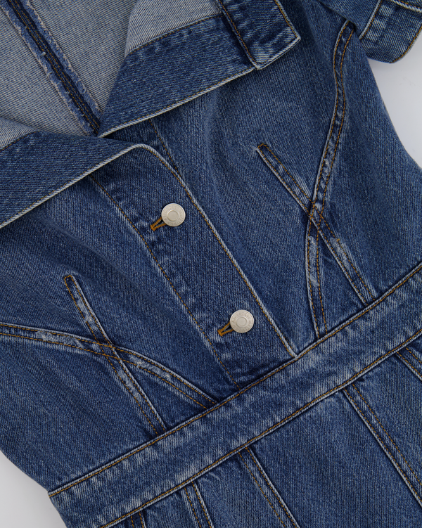 Alexander McQueen Denim Blue Mini Dress with Button Details Size IT 42 (UK 10) RRP £1,195