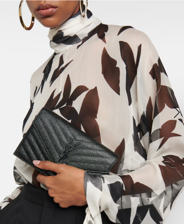 Saint Laurent Black Cassandre Envelope Chain Bag in Matelassé Textured-leather Black Hardware RRP £870