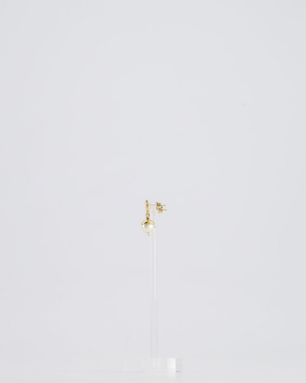 Christian Dior Pearl With Gold CD Drop Earrings