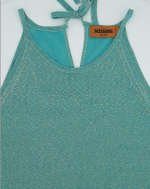 Missoni Green Glitter Tank Top with Neck Tie Detail Size IT 42 (UK 10)