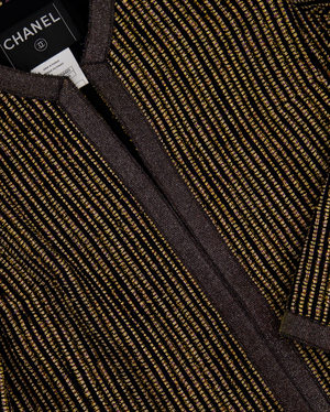 Chanel 10C Cruise Black, Red and Gold Tweed Longline Jacket with Metallic Trim Detail FR 40 (UK 12) RRP £2460