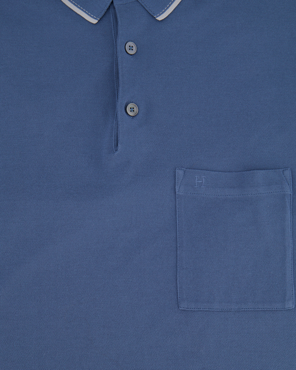 Hermes Menswear Blue Polo T-Shirt with Logo Detailing Size M (UK 10)