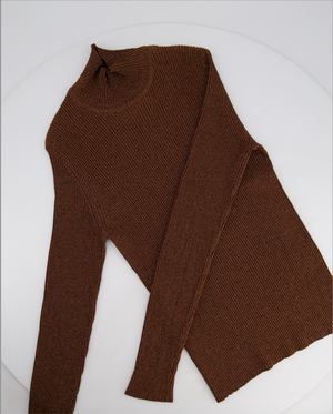 Hermès Bronze Metallic Knitted Longsleeve Jumper Size FR 34 (UK 6)
