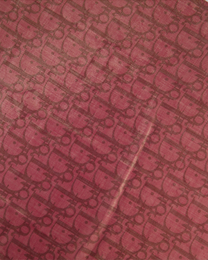 Christian Dior Burgundy and Pink Oblique Pattern Scarf with Gold Thread 65 x 65cm