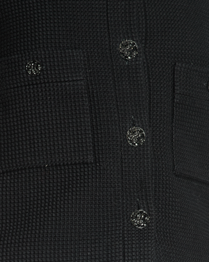 Chanel 12/C Black Collarless Long Sleeve Tweed Jacket Size FR 34 (UK 6)