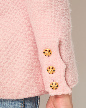 Chanel 96/A Vintage Pastel Pink Tweed Jacket with Gold Gripoix Buttons and Pocket Details FR 38 (UK 10)