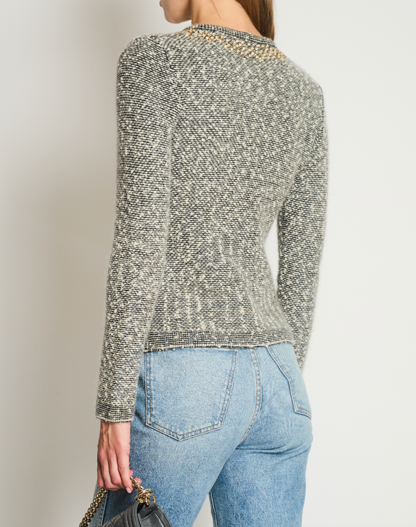 Chanel FW/10 Black Embellished Cardigan with CC Button Detail Size FR 38 (UK 10)
