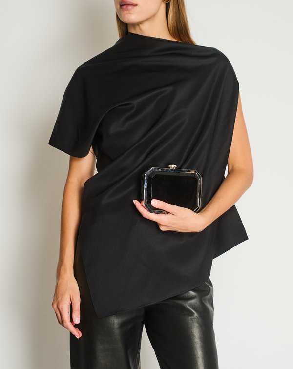 The Row Black Aria Silk Asymmetric Top Size 2 (UK 6)