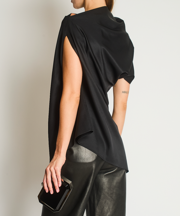 The Row Black Aria Silk Asymmetric Top Size 2 (UK 6)