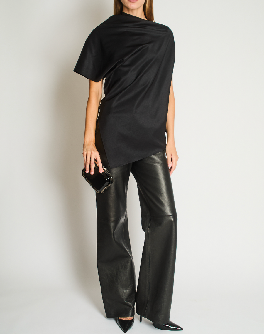 The Row Black Aria Silk Asymmetric Top Size 2 (UK 6)