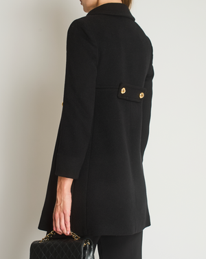 Celine Black Cashmere Coat with Gold Button Details Size UK 8 (FR 36)
