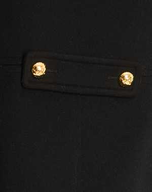 Celine Black Cashmere Coat with Gold Button Details Size UK 8 (FR 36)