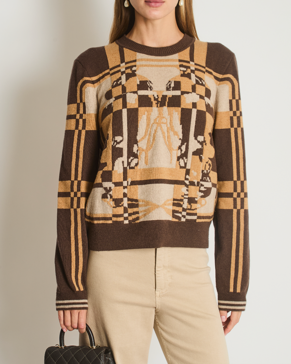 Hermès Brown Brides de Gala Long Sleeve Jumper Size FR 44 (UK 16)
