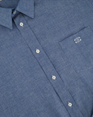 Celine Blue Menswear Triomphe Button Down Shirt Size FR 44 (UK 34)