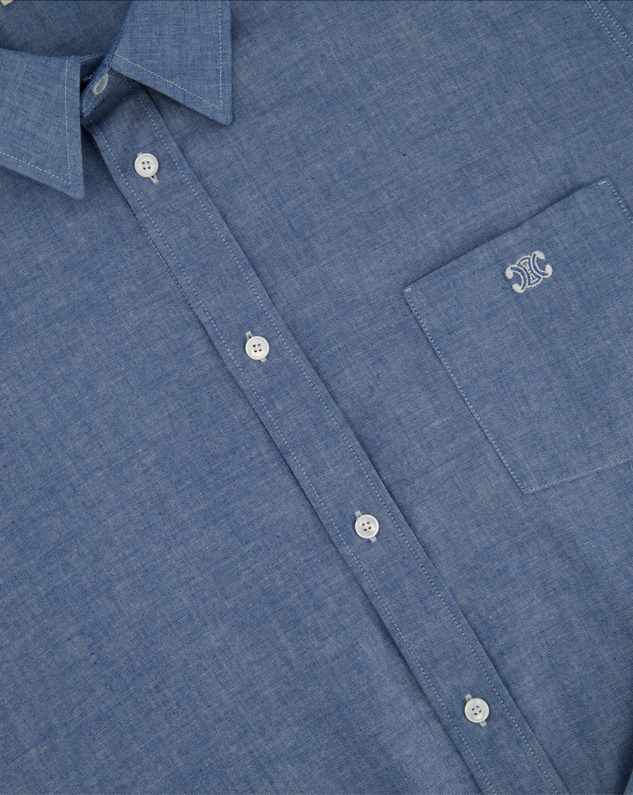 Celine Blue Menswear Triomphe Button Down Shirt Size FR 44 (UK 34)