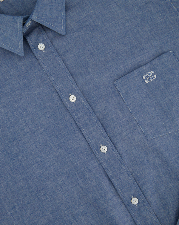 Celine Blue Menswear Triomphe Button Down Shirt Size FR 44 (UK 34)
