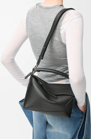 Loewe Black Small Puzzle Edge Bag in Smooth Calfskin Leather with Silver Hardware RRP £2,700