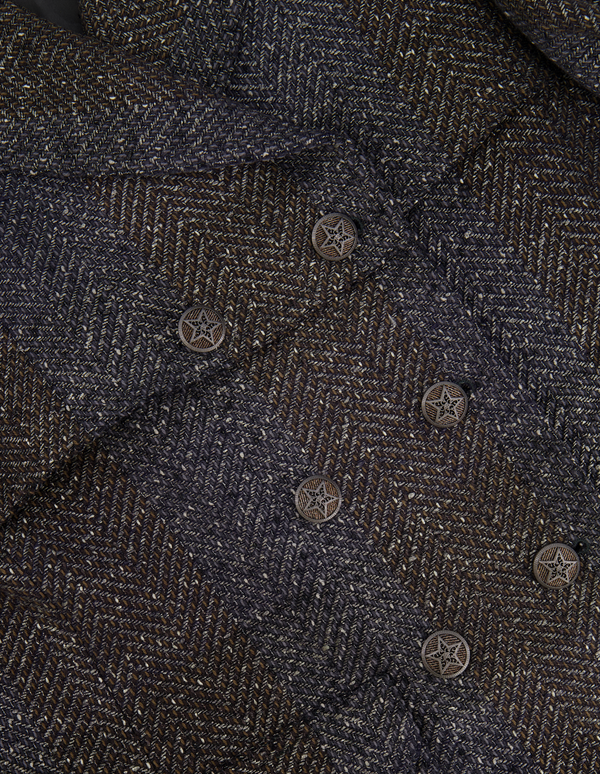 Chanel Fall 2007 Grey Metallic Tweed Double-Breasted Jacket with CC Logo Star Buttons Size FR 36 (UK 8)