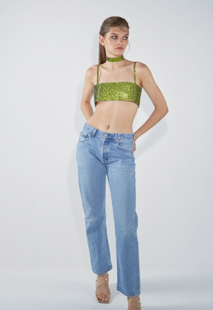 Nué Green Charlotte Top with Crystals Size S (UK 8) RRP £426
