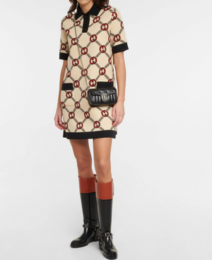 Gucci Beige, Black and Red Reversible GG Monogram Reversible Mini Dress Size S (UK 8)