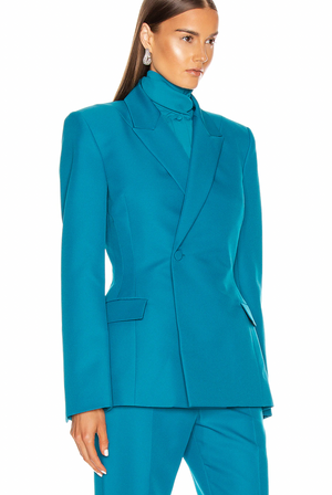 Balenciaga Petrol Blue Waisted Blazer Jacket Size FR 36 (UK 8) RRP £2,230