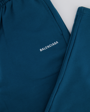 Balenciaga Unisex Petrol Blue Tracksuit Set with White Embroidered Logo Detail Size XS/S (UK6/8) RRP £1,250