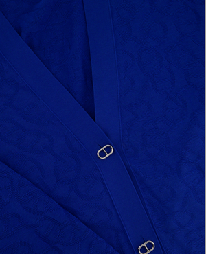 Hermès Electric Blue Silk & Cotton Long Cardigan with Chaine D'Ancre Buttons Size FR 36 (UK 8)