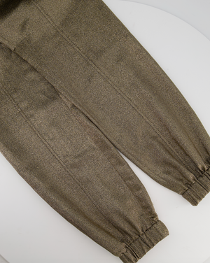 Saint Laurent Gold Metallic Cuffed Trousers with Pocket Detail Size FR 34 (UK 6)