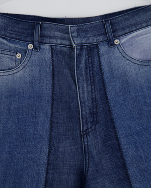 Christian Dior Blue Panelled Stitched Straight Leg Jeans Size FR 40 (UK 12)