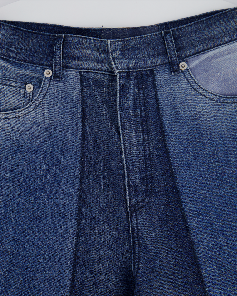 Christian Dior Blue Panelled Stitched Straight Leg Jeans Size FR 40 (UK 12)