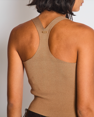 Cult Gaia Brown Ribbed Vest Top Size S (UK 6/8)