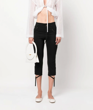 Jacquemus Black Le Caraco Trousers with Button and Buckles Details Size FR 38 (UK 10)