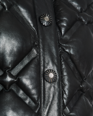 Chanel 16/B Leather Quilted Puffer Jacket Size FR 36 (UK 8)