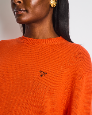 Prada Orange Knitted Jumper with Logo Detail Size IT 38 (UK 6)