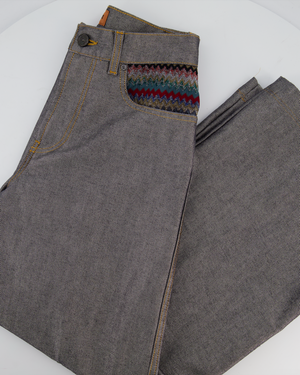 Missoni Grey Silver Wide Leg Trousers with Multi-Colour Pocket Details Size IT 38 (UK 6)