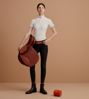 Hermès Black Riding Trousers with Orange Detail and Silver Logo Buttons Size FR 34 (UK 6) RRP £900