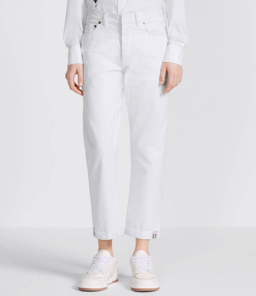 Christian Dior White Straight Jeans with Logo Details Size FR 34 (UK 6) RRP £1,150