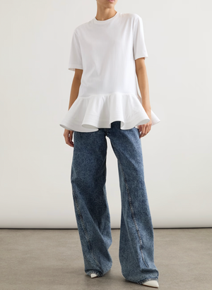 Alaia White T-Shirt with Peplum Detail Size FR 36 (UK 8) RRP £700