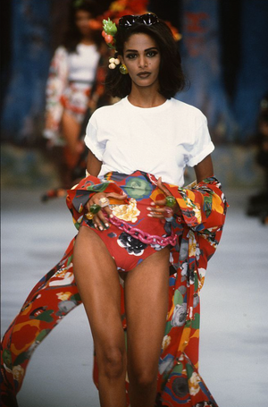 Chanel Vintage 92P Red Mini Shirt Dress with Multi-Colour Camelia and Logo Prints with Black and Gold CC Logo Buttons Details Size FR 38/40 (UK 10/12)