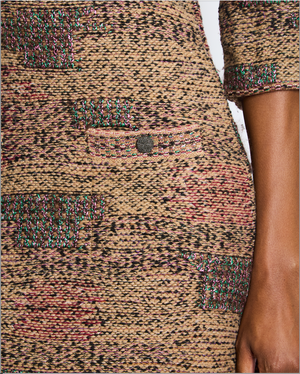 Chanel Brown, Purple & Black Tweed Wool Long Sleeve Dress with Pocket Detail Size FR 38 (UK 10)