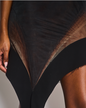 Mugler Asymmetric Scuba-Trimmed Stretch-Tulle Mini Dress FR 36 (UK 8)